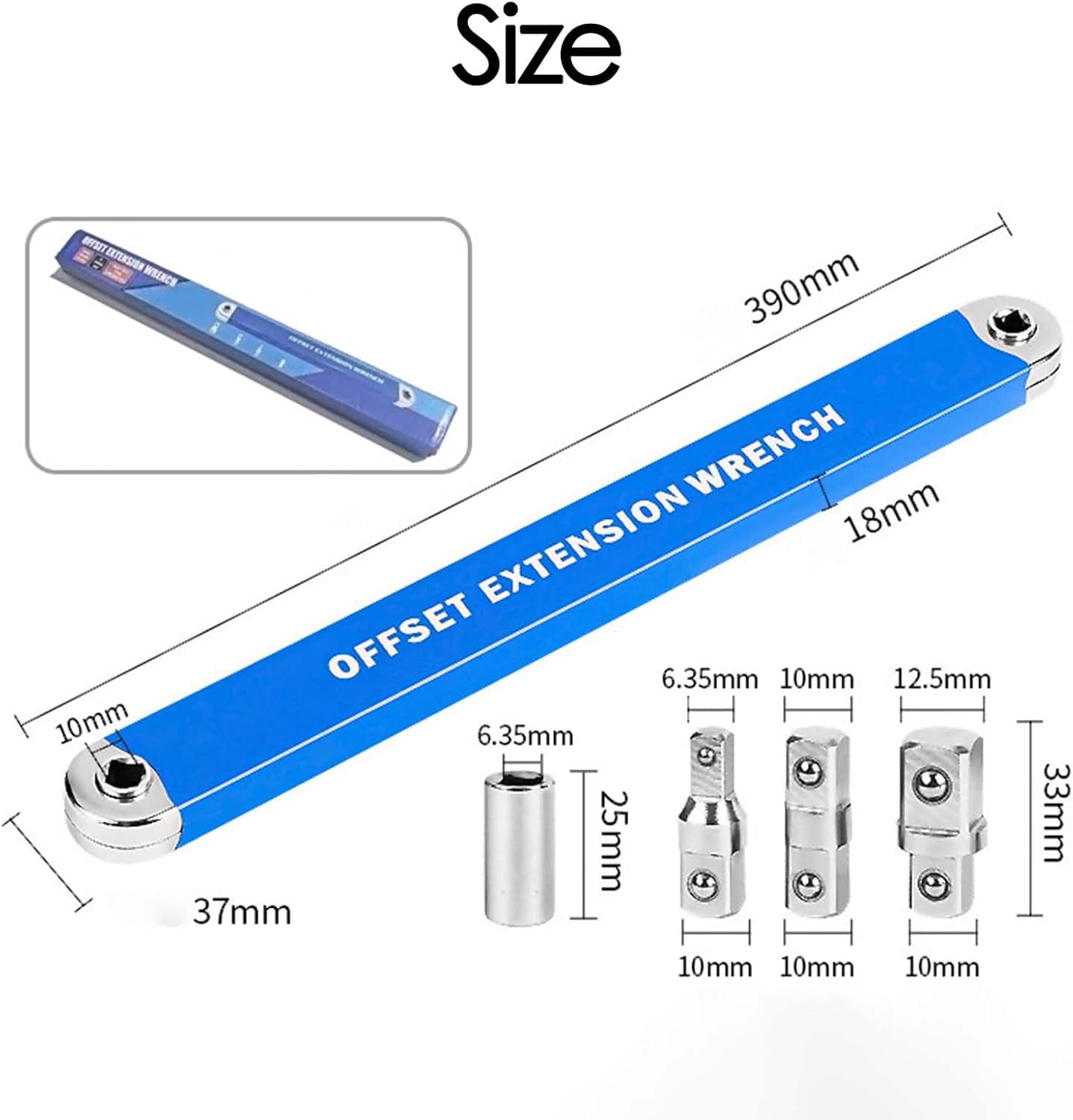 Pro Offset Extension Wrench, Extended Universal Ratchet Wrench High-Carbon Impact Ready Tool for Automotive, Pro Offset Extension Wrench, HVAC & Industrial Machinery