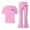 P18 Pink, variant on Tfken Girls Outfit Sets Bow Graphic Short Sleeve Tops With Flare-Leg Pants Set Summer Casual Toddler Classic Clothes Size 9-10 Years Black
