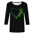 thumbnail image 4 of Meichang T-Shirts Verts pour Femmes, T-Shirts de la Saint-Patrick, T-Shirts Graphiques Trèfle, Manches 3/4, Col Rond, Tops Irlandais, 4 of 5