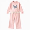 thumbnail image 3 of TOWED22 Kid Toddler Girl Clothes Cute Graphic Print Ruffle Sleeve Top Floral Pants 2PC Fall Winter Girls Outfits Clothing Set,Pink,5-6 Y, 3 of 8