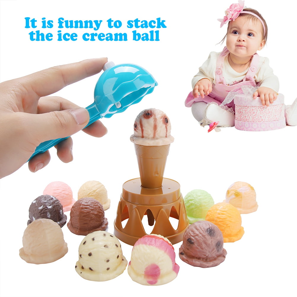 Plastic Stacking Ice Cream Toy Balancing Game with Scooper for Kid Child 