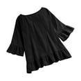 thumbnail image 7 of Mittory Women's Peplum Tops 3/4 Lantern Sleeve Crewneck Loose Babydoll Shirt Blouse, 7 of 7