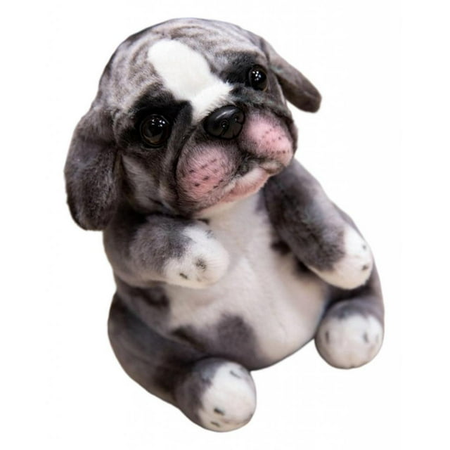 Muñeco de peluche de perro de 7,87 pulgadas, adorable y tierno, adorno para sofá, juguete de peluche. gris