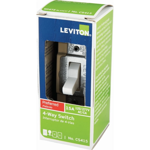 Leviton 15A Toggle Switch in White — UL Listed for US Residential Electrical Code Compliance, Drop-in NEC-Standard Wiring