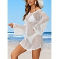 thumbnail image 6 of Charmo Womens V Neck Swim Cover Up Hollow Out Swimwear Tie Back Bikini Beachwear, 6 of 8
