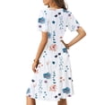 thumbnail image 4 of UVN Summer Dresses for Women Short Sleeve V Neck A-Line Midi Dress Boho Beach Floral Print Sundress, 4 of 8