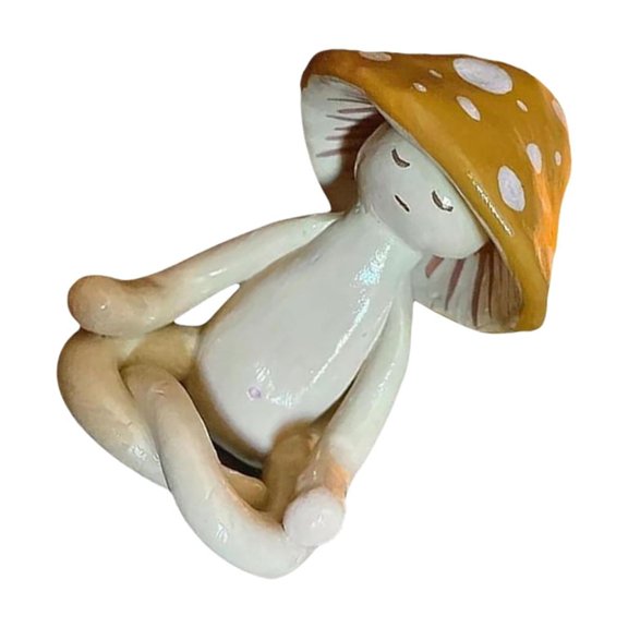 Resin Mushroom Figurines for Outdoor Gardens, Fairy Sculpture Decor Table Centrepiece
