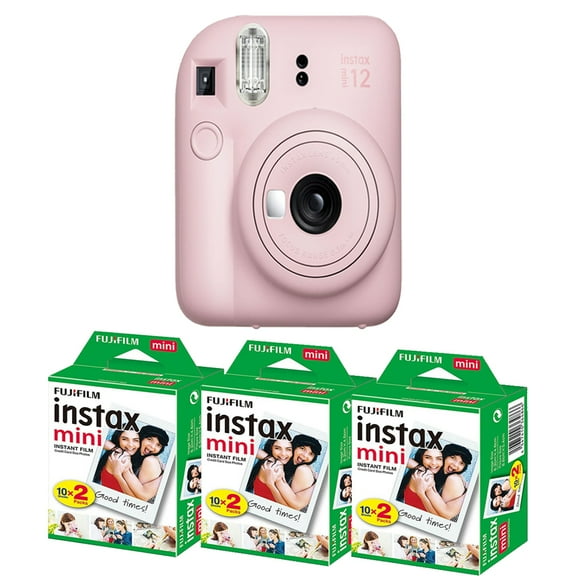 FUJIFILM INSTAX MINI 12 Instant Film Camera (Blossom Pink)   Mini Film Kit (3 Pack)