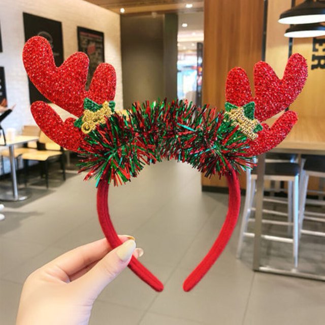 Diademas navideñas con orejas de Reno para mujer y niña, decoración navideña, diademas de Cosplay para fiesta, decoración navideña