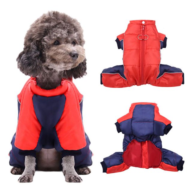 Puppy Dog Snowsuit, Waterproof Dog Coat with DRing Warm Down Jumpsuit