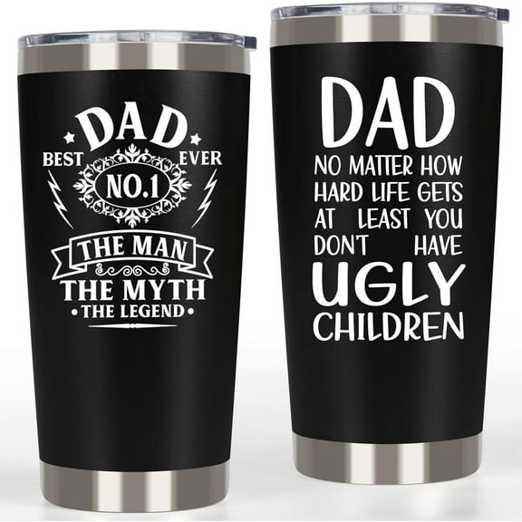 UOWRPOZ 20 oz Best Dad Ever Black Double-Walled Stainless Steel Mug Tumbler