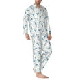thumbnail image 2 of Naloa Scarf Bear Men’s Pajamas Set - Long Sleeve Button Down Sleep Shirt and Pajama Bottoms Sleepwear Set-Small, 2 of 7