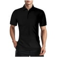 thumbnail image 1 of Mens Casual Manga Corta Botón Abajo Camisas de Moda Casual Color Sólido Botón Solapa Gancho Hebilla Camiseta, Poliéster Superior, 1 of 6