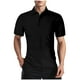 thumbnail image 2 of Camisas Elvqul de Hombre Negro Casuales Manga Corta Abotonada Liso Solapa, 2 of 6