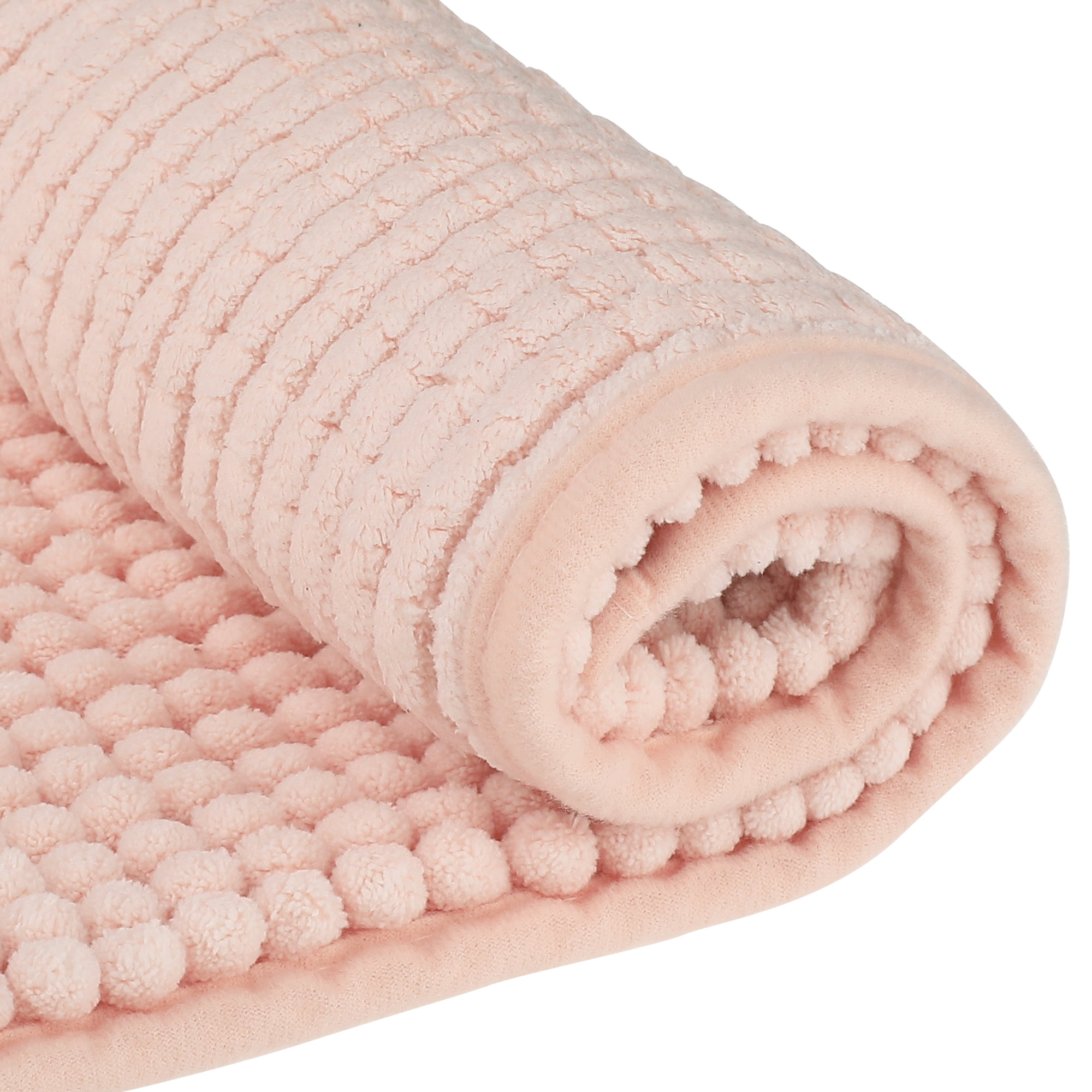 Unique Bargains 2 Pcs Plush Fluffy Extra Thick Mat Pink/Navy Blue 20" x 32"