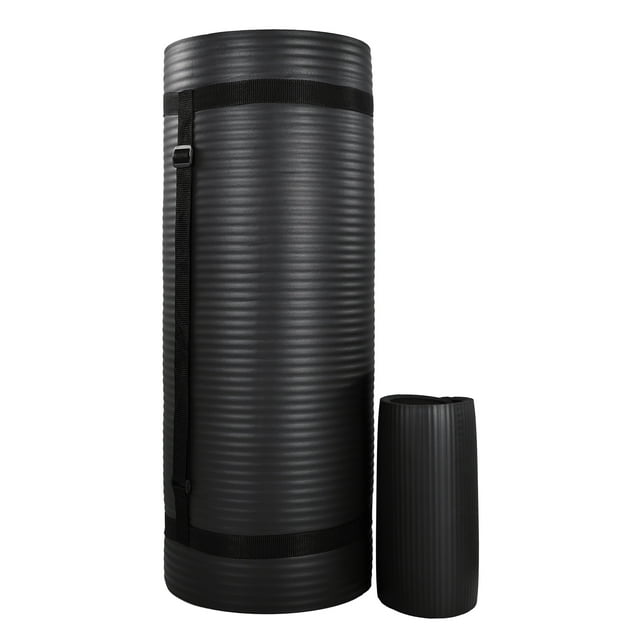 BalanceFrom 71 x 24 x 1 Inches Extra Thick Yoga Mat with Knee Pad, Black