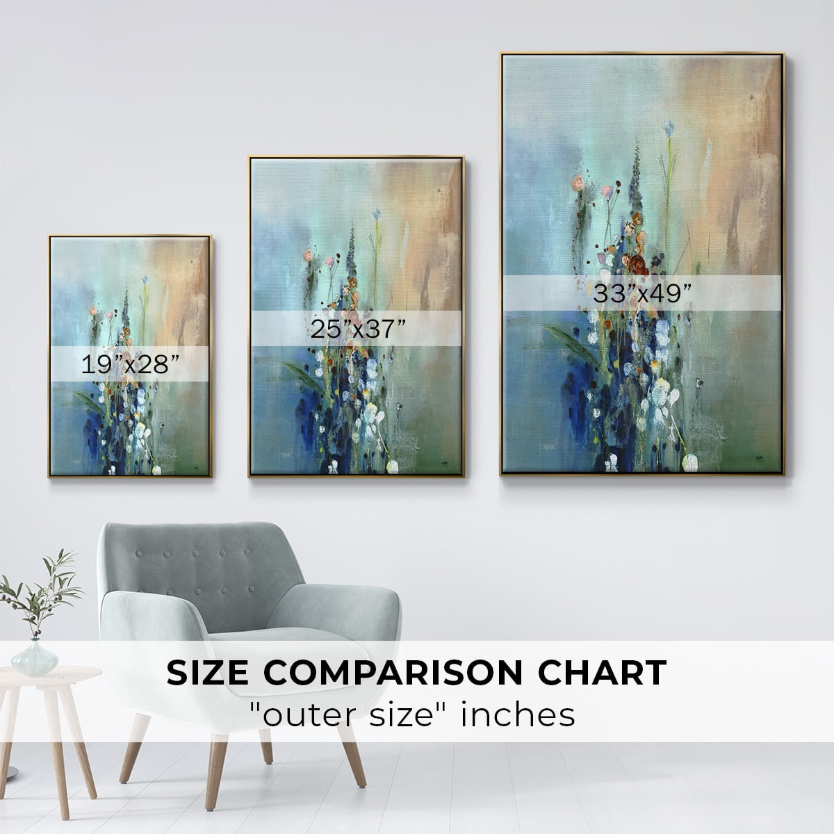 Current Air I Framed Premium Gallery Wrapped Canvas - Ready to Hang - 25 x 37 - Gold Floating Frame