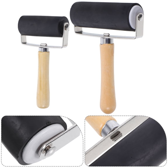 DEEPCRAFF Ink Roller Multi Wooden Rubber for Home Use DIY Craft Tools 2Pcs