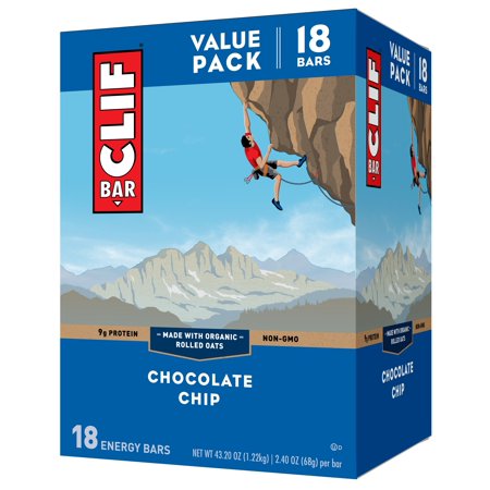 Clif Bar, Chocolate Chip, 18 Energy Bars, 2.4 Oz each