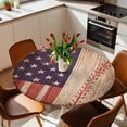 thumbnail image 2 of Round Fitted Tablecloth with Elastic Edge, Independence Day American Flag Fitted Table Cloth for Round Tables, Baseball Sport Retro Wood Grain Waterproof Tablecloth for Outdoor Picnic Party 55-60in, 2 of 9