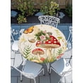 thumbnail image 2 of Round Tablecloth Tropical Country Elastic Edge Fitted Mushroom Butterfly Snails Plastic Table Cover,Waterproof Oil Proof for Dinner,Outdoor, Picnic, 55"- 60" DIA Tables Red Green, 2 of 8