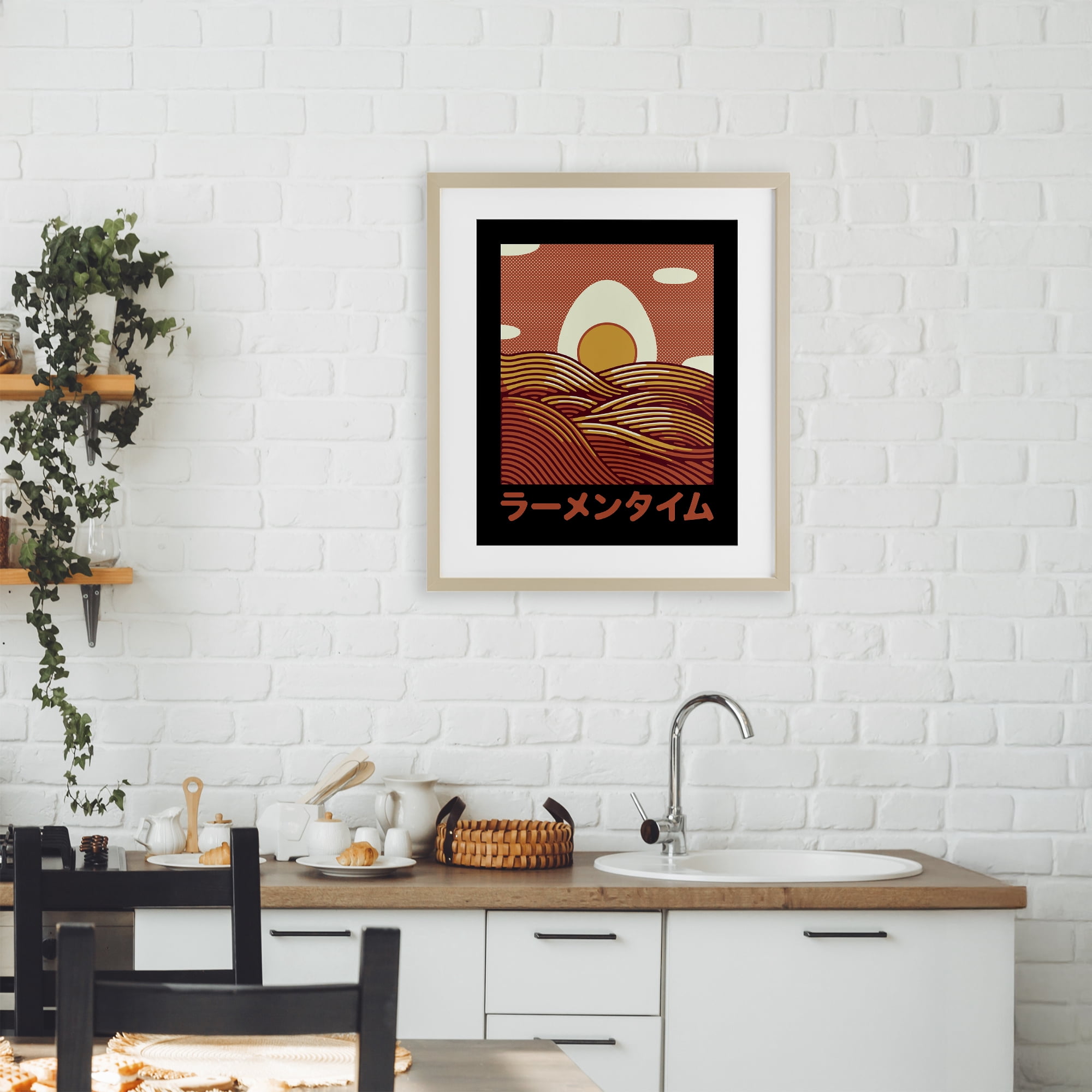 Stupell Industries Minimalist Egg & Ramen Sunset Birch Framed Print Under Glass, design by Tobe Fonseca