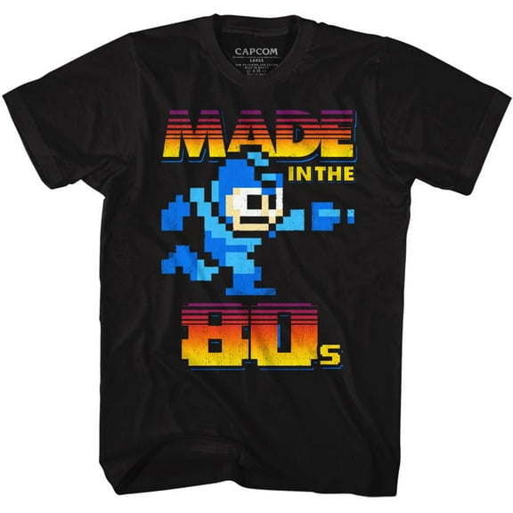 Mega Man Made In The 80's Black Adult T-Shirt