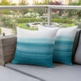 thumbnail image 4 of Outdoor Pillow Covers 26x26IN Pack of 2 Abstract Gradient Turquoise Stripe Waterproof Throw Pillow Case Cushion Covers for Patio Garden Couch Sofa Modern Watercolor Striped Decorative Pillowcases, 4 of 9