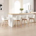 thumbnail image 5 of Zesthouse 26.6" Swivel Counter Height Bar Stools Set of 2, Upholstered Sherpa Barstool with Curved Back and Wood Legs, Mid Century Modern Counter Height Chairs for Pub Kitchen Island, White, 5 of 11
