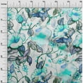 thumbnail image 3 of oneOone Polyester Spandex Turquoise Blue Fabric Florals Fabric For Sewing Printed Craft Fabric By The Yard 56 Inch Wide, 3 of 6