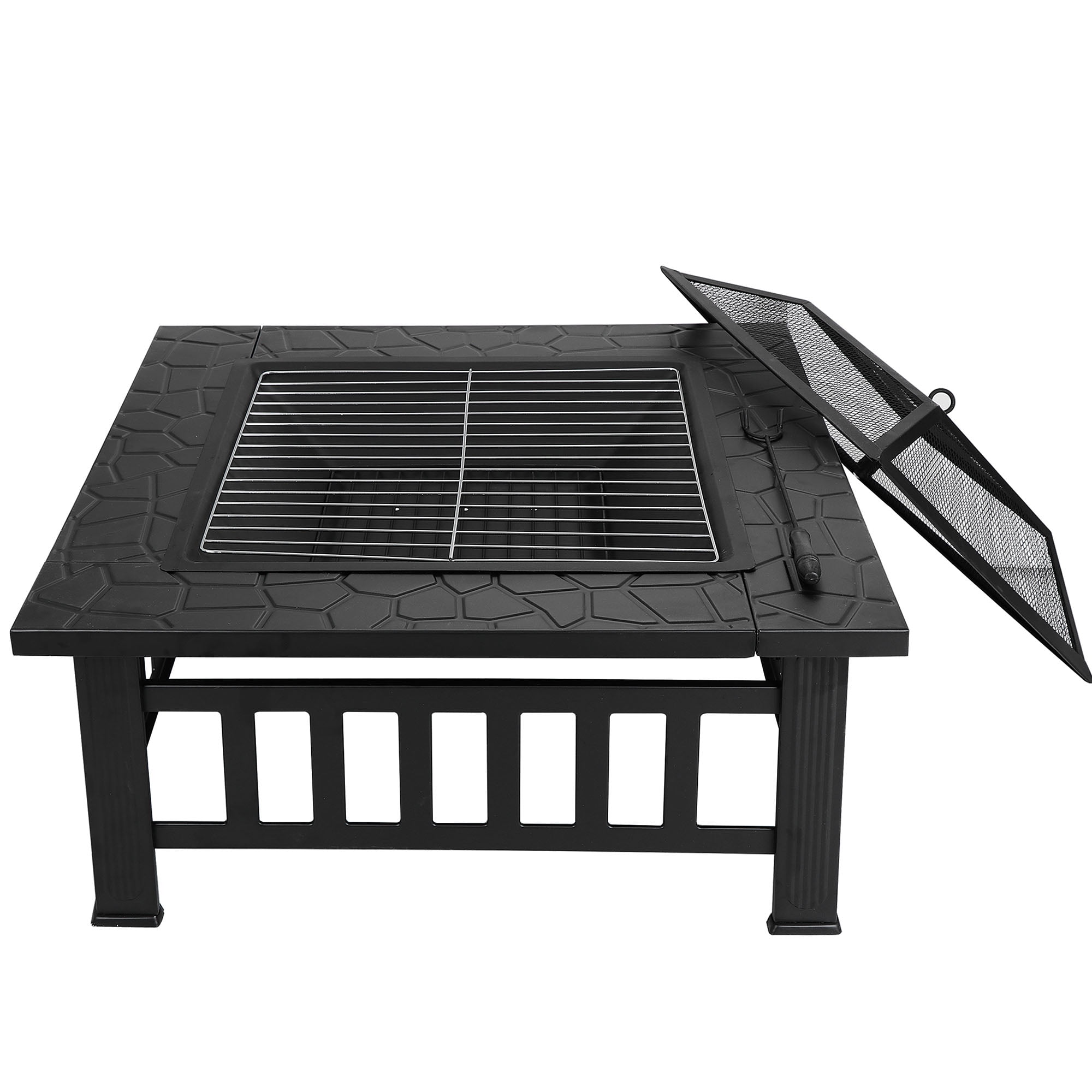 Zenstyle 32 Steel Fire Pit Outdoor Backyard Barbecue And Winter