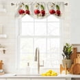 thumbnail image 4 of Cherry Tie Up Valances Curtain, Adjustable Kitchen Oil Painting Fruit Farmhouse Daisy Linen Texture Valances for Windows Decor, Rod Pocket Short Curtains Set for Bedroom/Bathroom, 42"x12", 4 of 9