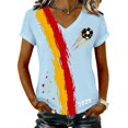 thumbnail image 1 of Women's Germany Football Graphic T-Shirt, Women's V-Neck T-Shirt German Soccer Letter Print Graphic Tee, Casual Fashion Top, Summer Short Sleeve Blouse for Soccer Tournament 2026 Light Blue Size: 2XL, 1 of 4