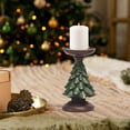 thumbnail image 5 of Kumdkd 6.1" Wood-Look Christmas Tree Candle Holder - Handcrafted Resin Centerpiece for Holiday Tables, Mantels & Gift Giving, 5 of 6