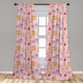 thumbnail image 5 of Ambesonne Cartoon Curtains, Fairies Music Cheerful Art, Pair of 28"x95", Earth Yellow and Pale Pink, 5 of 5