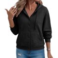 thumbnail image 4 of Tusihei Women Fall Winter Hooded Fleece Shacket Button Down Casual Cardigan Pullover Solid Warm Loose Coat Jacket for Women Outdoor Lounge, Black L, 4 of 6