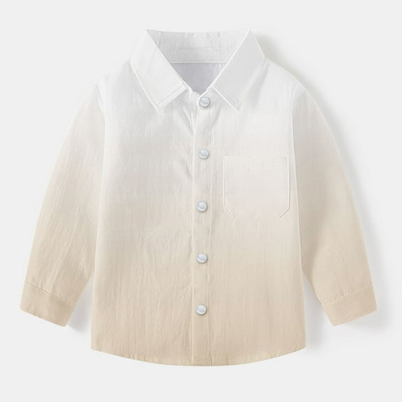 AINIYS Toddle Casual Loose School Uniform Button Down Vintage Fall and Spring Shirts Gradient Color Shacket Jacket 2 Years Girls Tops for Boys Long Sleeve Collared Blouse Kids Fashion Clothes