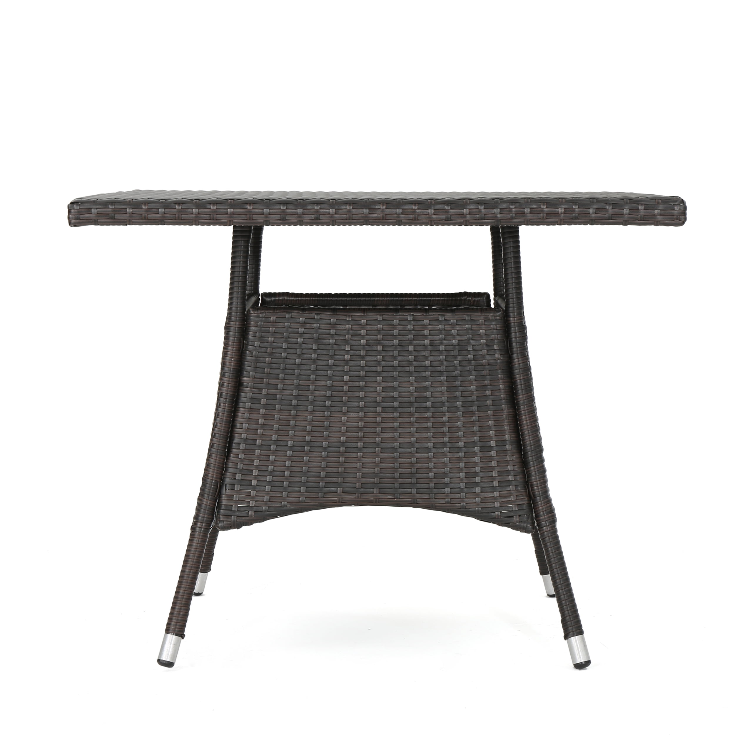 Noble House 37.5'' PE Wicker Stylish Outdoor Dining Table, Multi Brown