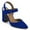 Blue, variant on YDN Women Pointed Toe Strappy Buckled Pumps Ankle Strap High Chunky Heels Dressy Dance Party Sandals Size 10 Brown
