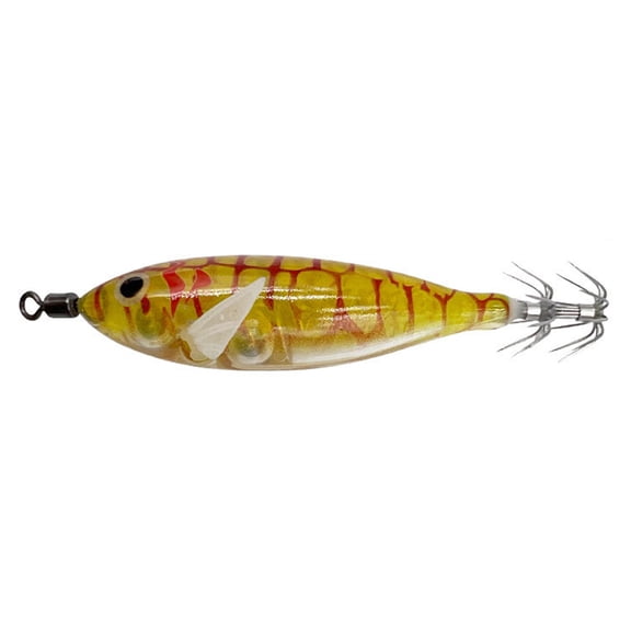 Hersfrd 5.7g/8cm Luminous Squid Jig Hooks Double Hook for Saltwater Freshwater (Yellow)
