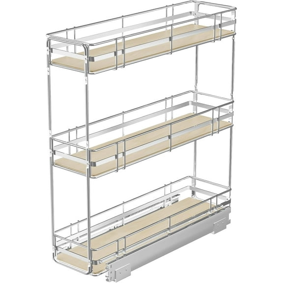 Pull Out Spice Rack Cabinet Organizer (8" W X 20½" D),3 Tier Slide Out Drawer for Narrow Cabinet, Pull Out Shelves Under Cabinet Storage for Kitchen