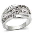 thumbnail image 1 of Women Rhodium Brass Ring with AAA Grade CZ in Clear - Size 6, 1 of 1
