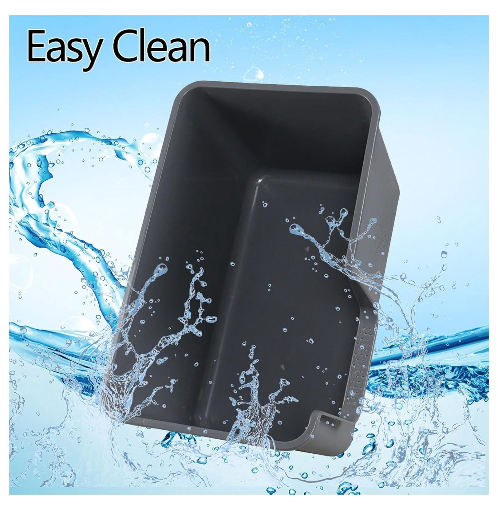Cat Litter Boxes 2 Pack - Extra Large High Sided Pan, 24.35 x 15.12 x 12.9 Inch Gray - Open Top Cat Litter Box for Easy Access & Cleaning
