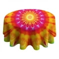 thumbnail image 4 of Colorful Tie Dye Mandala Pattern Round Tablecloth 60"x60",Wrinkle Wipeable Table Cloth for Kitchen Dining Room Picnic Patio Party, 4 of 6