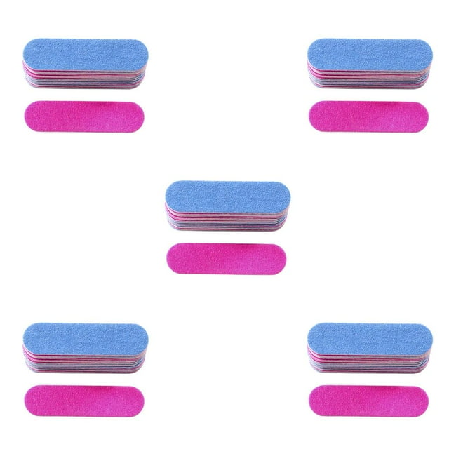 Decodeary 100 Pcs Lime à Ongles en Papier de Verre Professionnel à Usage Unique Bord Plat Robuste Double Face Mini Bricolage pour Femmes Bleu/rose Rouge 13.2X50X1.35mm 5Ensemble
