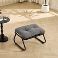 thumbnail image 4 of Patio Outdoor Lounge Chair with Ottoman, Comfy Sling Recliner Chair with Puffy Cushion and Foot Stool, Ideal for Living Room, Bedroom, Reading Room, Black frame with grey cushion, 4 of 13