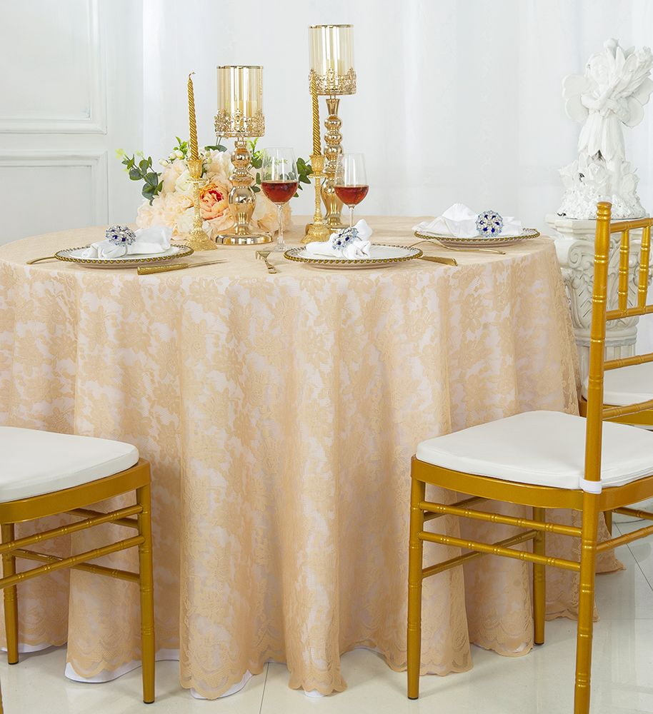 Wedding Linens Inc. 108" Round Lace Table Overlays, Lace Tablecloths