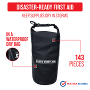 Elite First Aid and Emergency Essentials Kit, 143 Pieces – Comprehensive Survival Medical Supplies for Home, Car, Camping, Hiking, Travel, and Disaster Preparedness