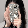 thumbnail image 3 of Funda trasera de teléfono plateada ondulada con textura de meteorito 3D para iPhone 11, 12, 13, 14 Pro Max, funda protectora de lente de cámara completa, 3 of 5