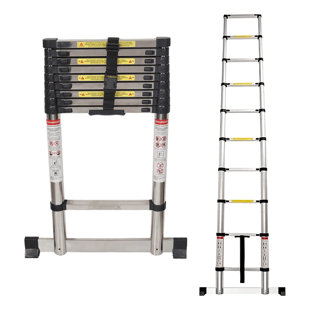 Escalera Telescopica 3.8 Metros Retractil Facil De Guardar Xtellar Plateado